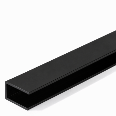 Опорный профиль для стекла 10мм, 19х14х2мм, длина 3000мм, алюминий, черный матовый